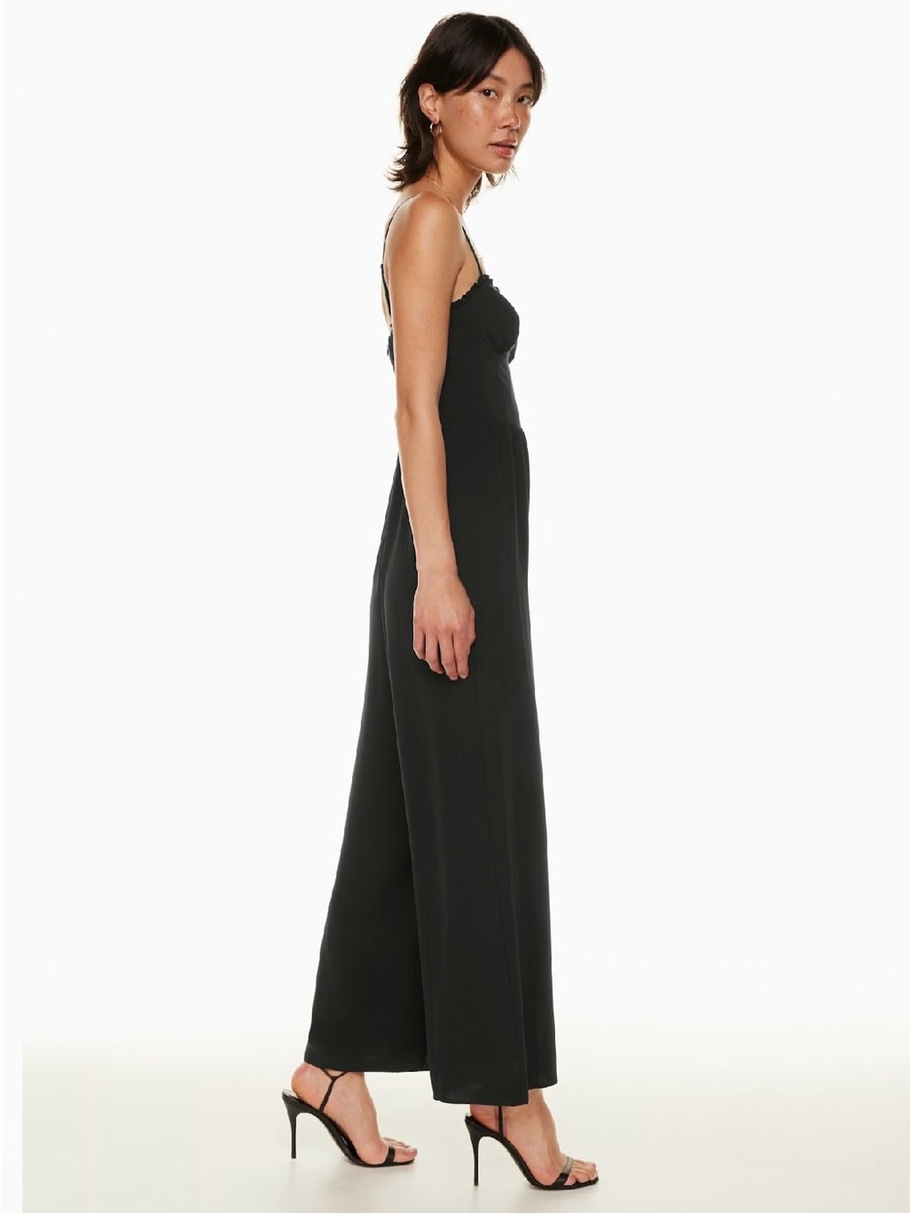 NWT Aritzia Wilfred Fable Jumpsuit Black Wide Leg Ruffle Bustier Size 4 - Picture 5 of 9